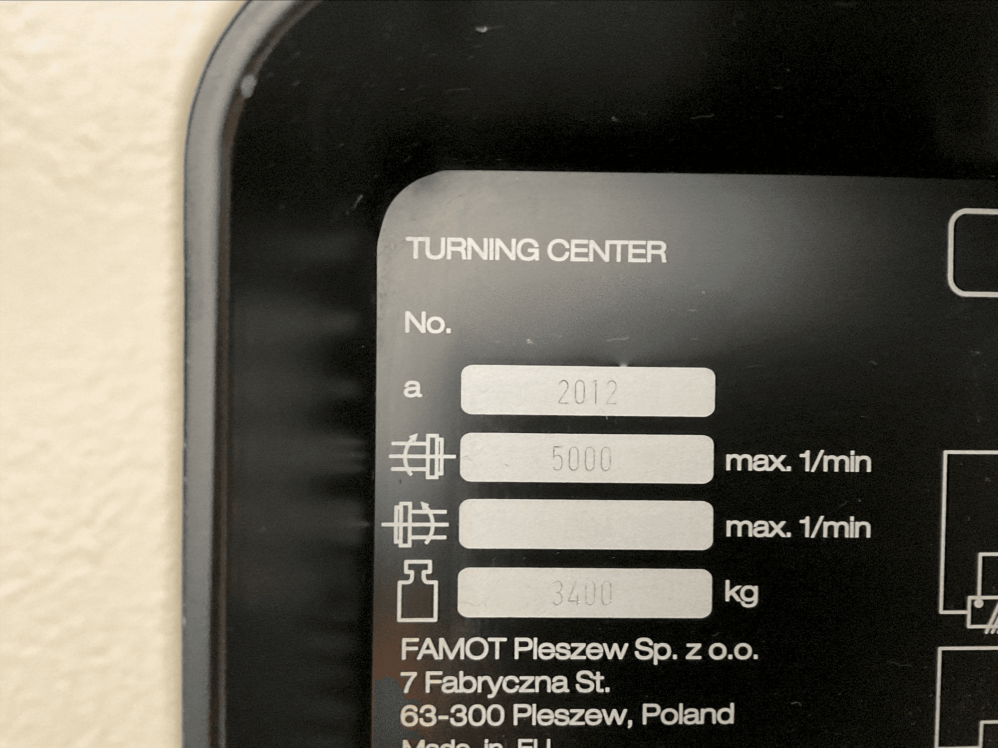 Označna pločica stroja DMG MORI CTX 310 ecoline