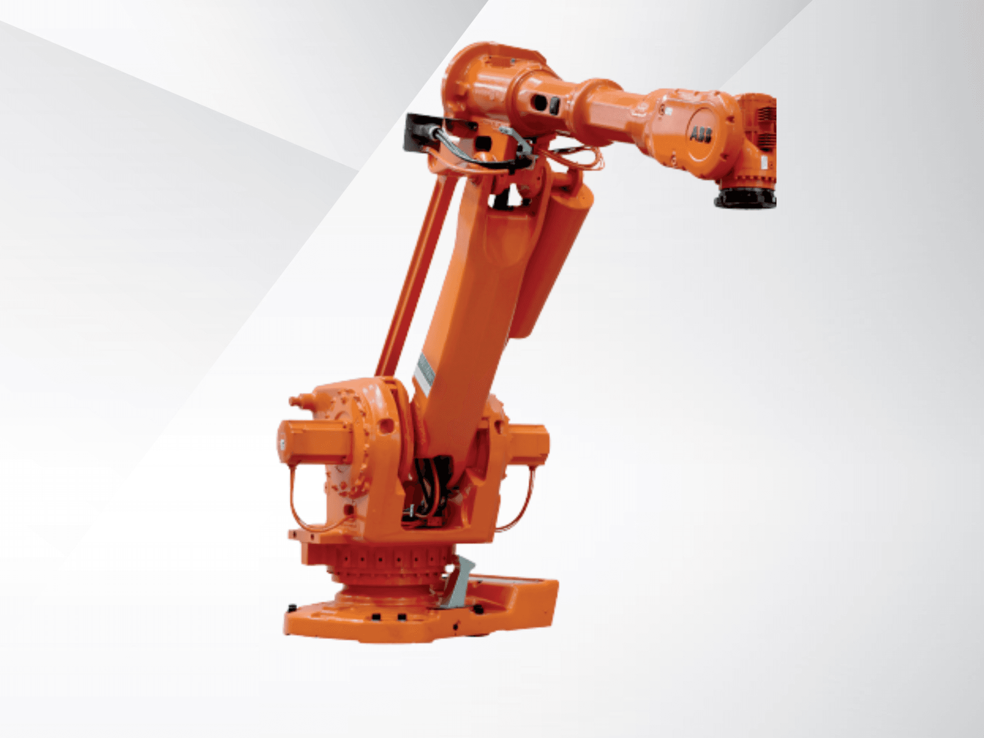 ABB IRB 6650S-90/3.9 robotska ruka u narančastoj boji, bočni pogled, prikazuje zglobove i bazu za industrijsku automatizaciju.