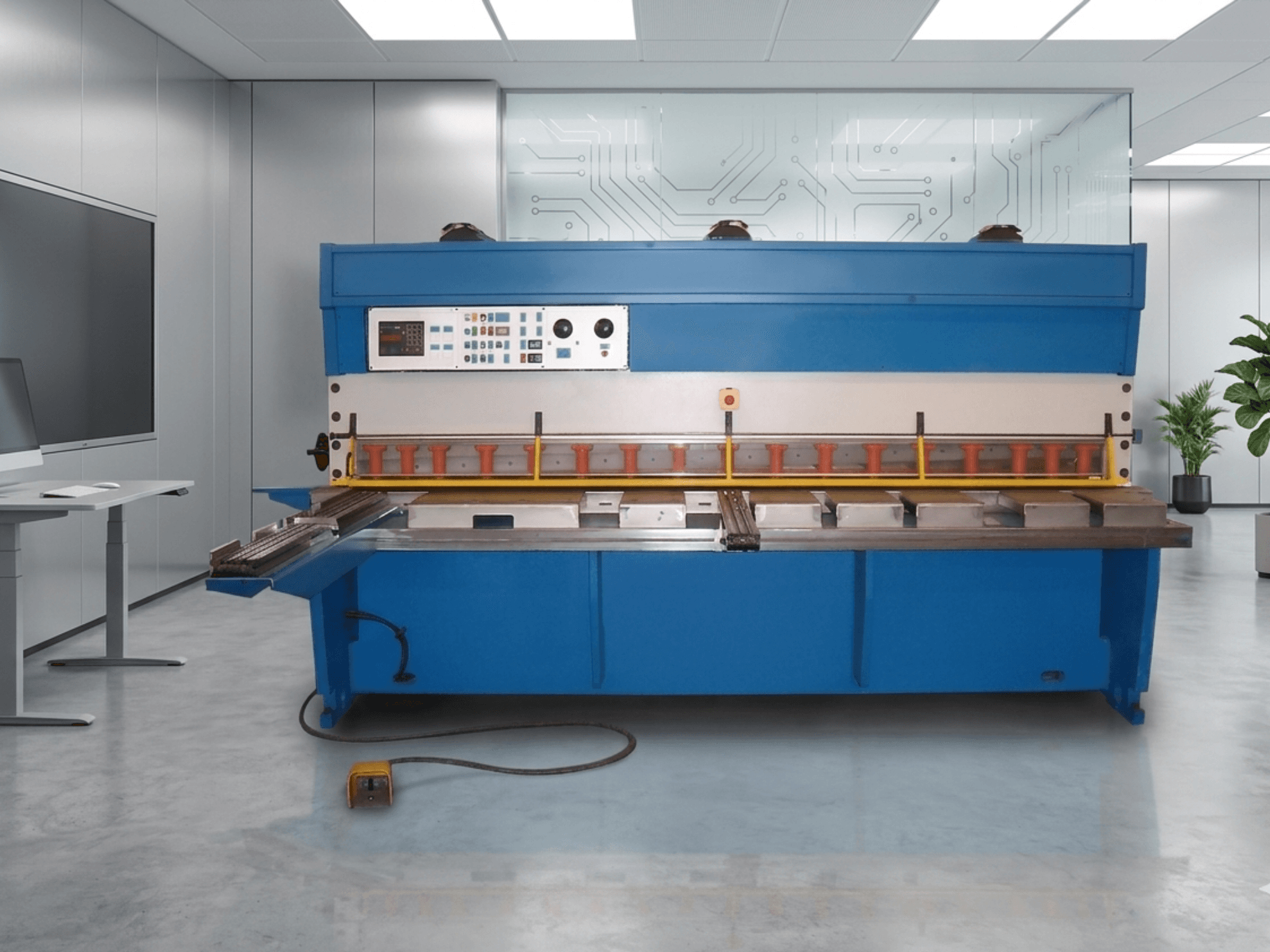 GASPARINI CO 3006 hidraulički stroj za rezanje, prednji pogled, s upravljačkom pločom i prostorom za rezanje metala, u modernom radnom prostoru.